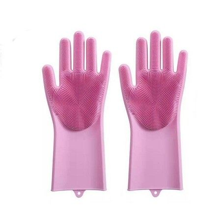 Magic Dish Washing Gloves with Scrubber, Silicone Reusable Cleaning Gloves, Heat-proof Household Scrubber Gloves