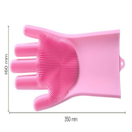 Magic Dish Washing Gloves with Scrubber, Silicone Reusable Cleaning Gloves, Heat-proof Household Scrubber Gloves