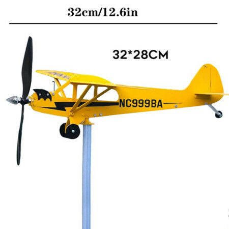 Piper J3 Cub Airplane WeathervaneOutdoor Airplane Weathervanes Windmill Decoration for Yard/Garden/Patio Lawn Gifts for Flight Lovers (32*28cm)