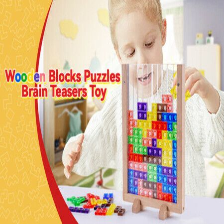 Russian Blocks Puzzle Brain Teasers Toy, Intelligent Colorful 3D Plastic Blocks Game ?Educational Montessori Toys Gift for Kids Age 4-8 Years Old