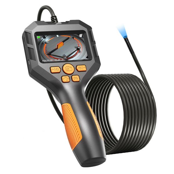 Borescope Inspection Camera with 6 LED Lights 5mm Handheld Waterproof Sewer Endoscope Snake Camera 5M Semi-Rigid Cord