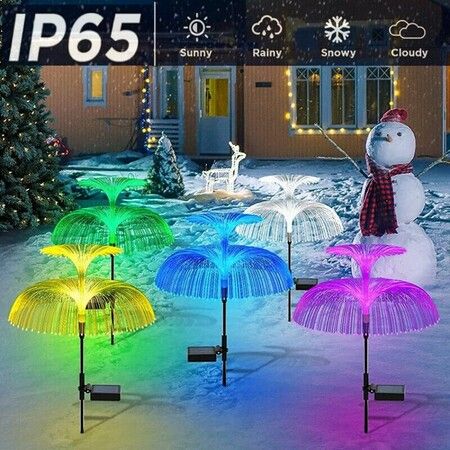 Double Layer Solar Jellyfish Lights 7 Color Changing Solar Garden Lights Waterproof Outdoor Flowers Lamp Courtyard Pathway Landscape Decor