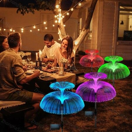 Double Layer Solar Jellyfish Lights 7 Color Changing Solar Garden Lights Waterproof Outdoor Flowers Lamp Courtyard Pathway Landscape Decor