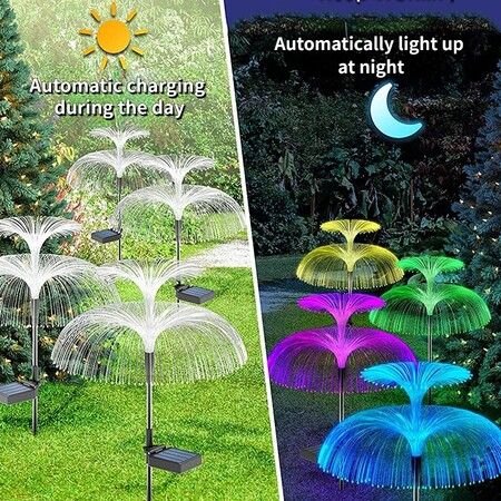 Double Layer Solar Jellyfish Lights 7 Color Changing Solar Garden Lights Waterproof Outdoor Flowers Lamp Courtyard Pathway Landscape Decor