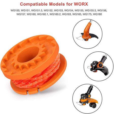 WA0010 Edger Spools Replacement for Worx WG180 WG163 Weed Wacker Eater String (6 Spool, 2 Cap)