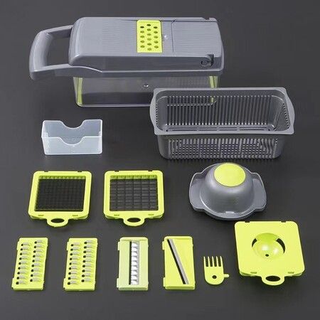 22Pc Set Multifunctional Vegetable Cutter Crusher Carrot Graters Potato Slicers Shredder Fruit Dicer Drain Basket Kitchen Tools