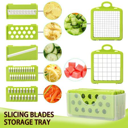 22Pc Set Multifunctional Vegetable Cutter Crusher Carrot Graters Potato Slicers Shredder Fruit Dicer Drain Basket Kitchen Tools