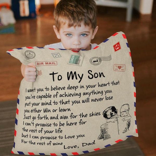 Father's Gift To His Son Pillow Covers To My Son, Envelope Decorative Square Throw Pillow Case For Holiday Birthday Gifts (For Son)