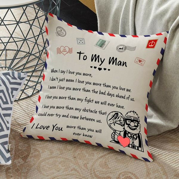 Pillow Covers For Man, Envelope Decorative Square Throw Pillow Case For Husband Boyfriend Birthday Valentines Gifts (For Man)