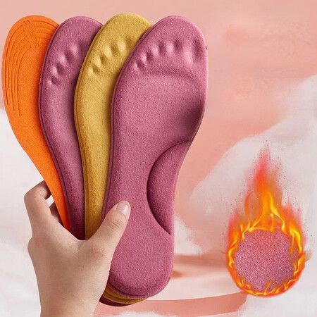 Self-heated Insoles Feet Massage Thermal Thicken Insole Memory Foam Shoe Pads Winter Warm Men Women Sports Shoes Pad Accessories Color Yellow Size 43-44