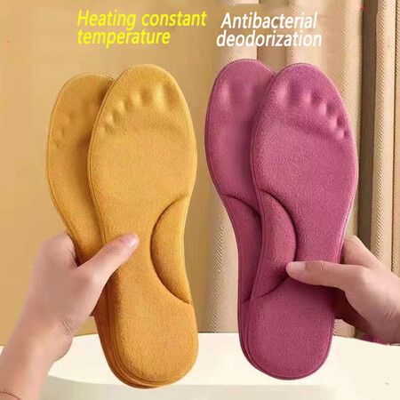 Self-heated Insoles Feet Massage Thermal Thicken Insole Memory Foam Shoe Pads Winter Warm Men Women Sports Shoes Pad Accessories Color Yellow Size 43-44