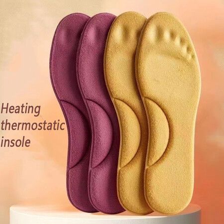 Self-heated Insoles Feet Massage Thermal Thicken Insole Memory Foam Shoe Pads Winter Warm Men Women Sports Shoes Pad Accessories Color Yellow Size 39-40