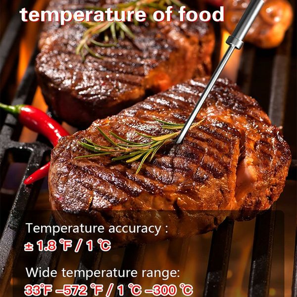 Digital Meat Thermometer Wireless Bluetooth for BBQ Smoker Kitchen Cooking Grill Thermometer Timer-3 Probes