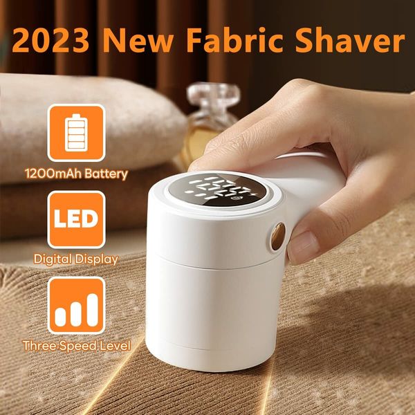 Electric Rechargeable Fabric Shaver Lint Remover for Clothes with Stainless Steel 6-Leaf Blades with Digital Display-1 Pack