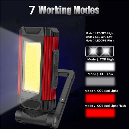 Multifunctional USB Rechargeable COB Work Light With Magnet Super Bright Led Flashlight Auto Repair Light Portable Camping Lamp Color Silver