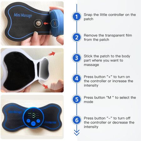 Mini Portable Massager Patch for Arms Neck Shoulders Back Waist Abdomen Pain Relief 10 Intensities Gifts for Men Women(1 Pack)