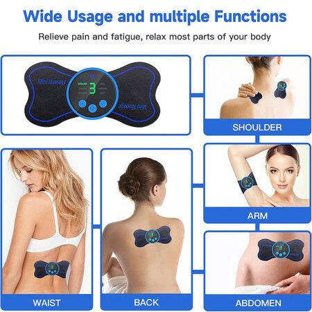 Mini Portable Massager Patch for Arms Neck Shoulders Back Waist Abdomen Pain Relief 10 Intensities Gifts for Men Women(1 Pack)