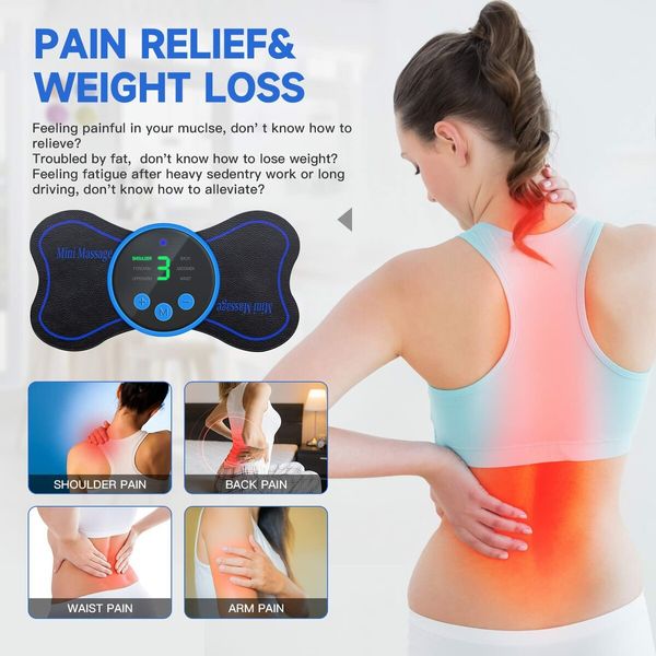 Mini Portable Massager Patch for Arms Neck Shoulders Back Waist Abdomen Pain Relief 10 Intensities Gifts for Men Women(1 Pack)