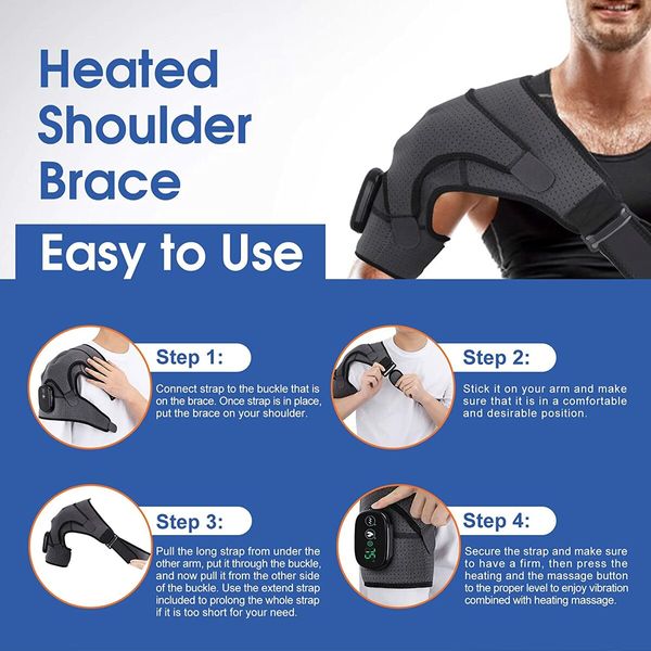 Heated Shoulder Wrap with Vibration, Wireless Heating Pad for Shoulder, 3 Vibration and Temperature Settings, LED Display