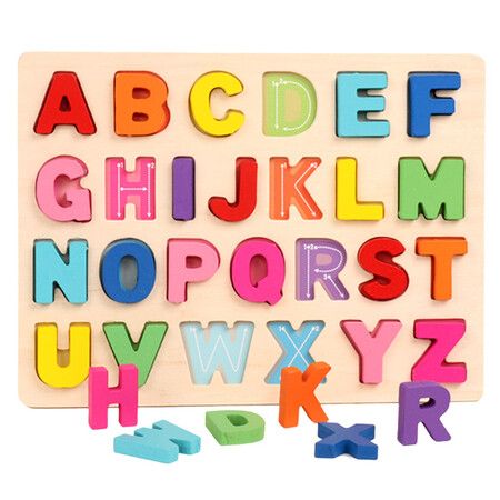 Alphabet Puzzle Wooden Puzzles for Toddlers 1-5 Year Old, Toys with Puzzle Board & Letter Blocks  Preschool Educational for Girls Boys Gift