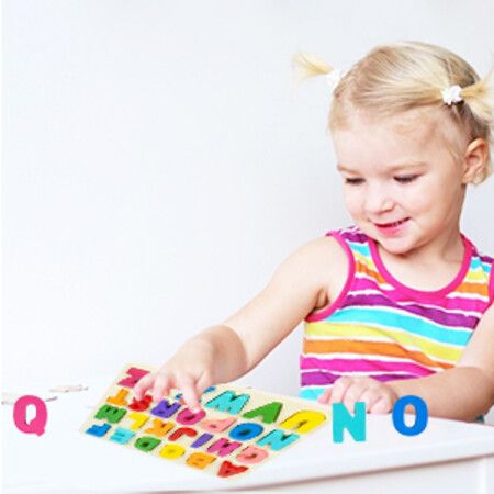 Alphabet Puzzle Wooden Puzzles for Toddlers 1-5 Year Old, Toys with Puzzle Board & Letter Blocks  Preschool Educational for Girls Boys Gift