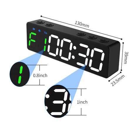 Mini Gym Timer Clock, Magnetic LED Interval Timer for Workout Home Gym Garage Fitness (Black)