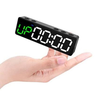 Mini Gym Timer Clock, Magnetic LED Interval Timer for Workout Home Gym Garage Fitness (Black)