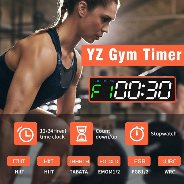 Mini Gym Timer Clock, Magnetic LED Interval Timer for Workout Home Gym Garage Fitness (Orange)