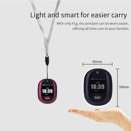 4G LTE GPS Tracker Pendant SOS Audio Call Waterproof Smart Personal Tracker for Elderly Kids Black