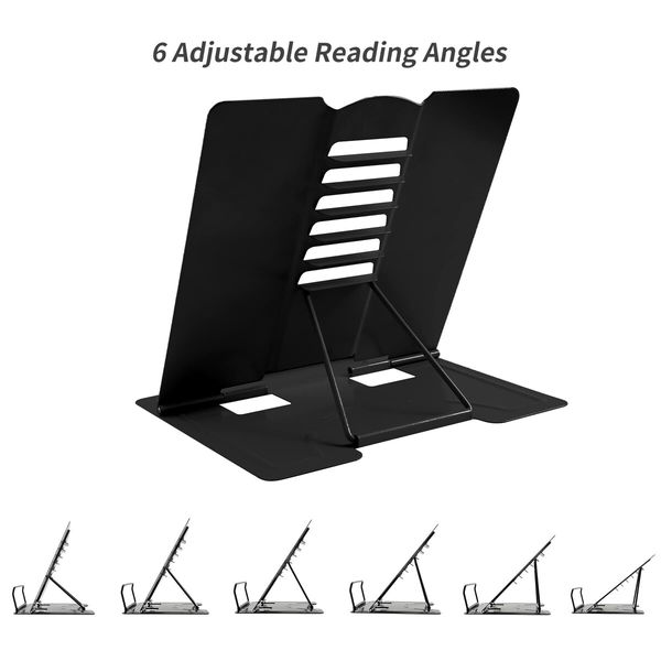 Metal Book Stand Book Holder Book Stand for Reading Adjustable Book Holder for Reading (Full Black)