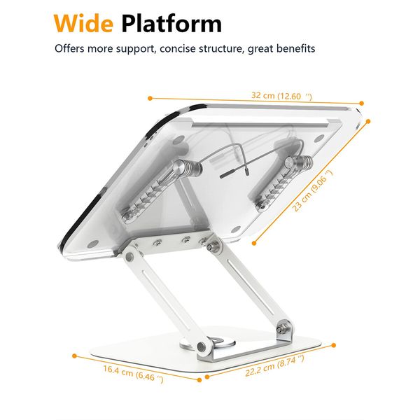 Book Stand for Reading,Adjustable Holder with 360°Rotating Base & Page Clips,Foldable Desktop Ricer for displaying Cookbook,Sheet Music,Laptop,Recipe,Textbook,Hands Free,Aluminium