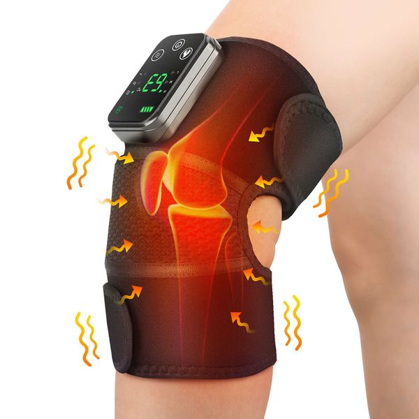 1p Heated Knee Brace Wrap with Massage,Vibration Knee Massager with Heating Pad for Knee  Leg Massager