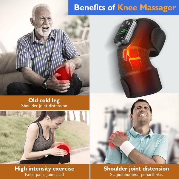 1p Heated Knee Brace Wrap with Massage,Vibration Knee Massager with Heating Pad for Knee  Leg Massager