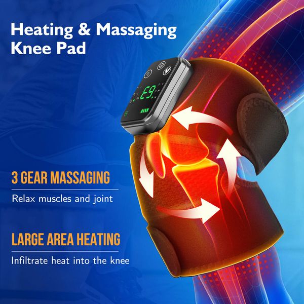 1p Heated Knee Brace Wrap with Massage,Vibration Knee Massager with Heating Pad for Knee  Leg Massager