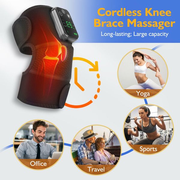 1p Heated Knee Brace Wrap with Massage,Vibration Knee Massager with Heating Pad for Knee  Leg Massager