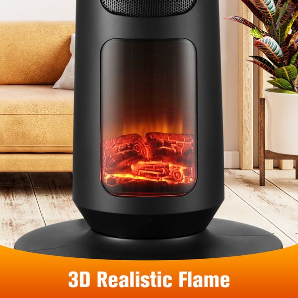 2000W Electric Heater Space Tower Room Indoor Energy Efficient Portable Fireplace Instant Oscillating Warmer Cooling Fan Remote Maxkon