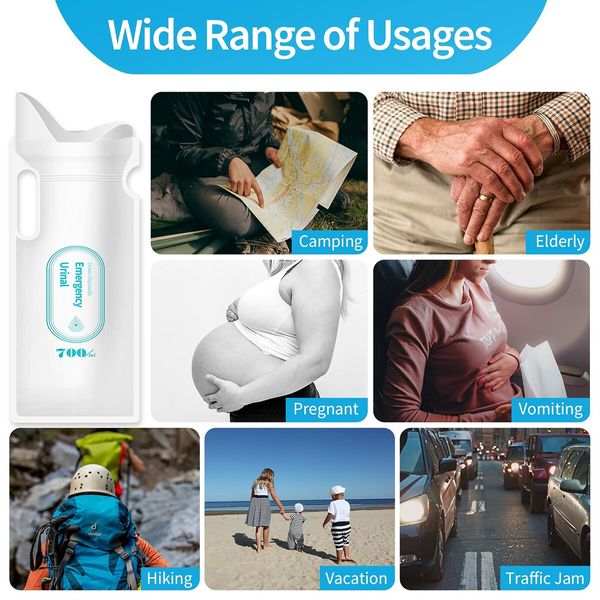 Disposable Urine Bags, 700ML Urine Bags for Travel Camping Emergency and Traffic Jam,Pee Bags with Gel for Man, Women, Children, Patient and Pregnant 20PCS