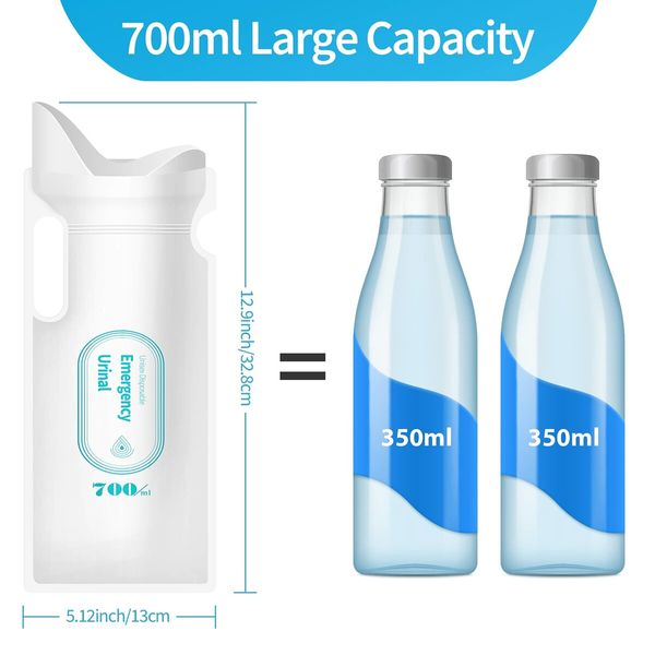 Disposable Urine Bags, 700ML Urine Bags for Travel Camping Emergency and Traffic Jam,Pee Bags with Gel for Man, Women, Children, Patient and Pregnant 20PCS