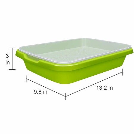 Seed Sprouter Tray BPA Free PP Soil-Free Big Capacity Healthy Wheatgrass Grower Sprouting Container Kit with Lid (2Pack,Green)