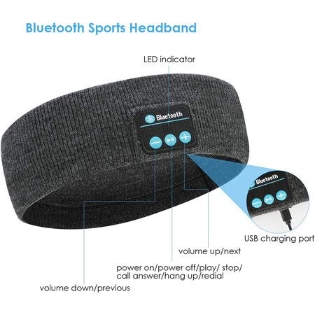 Sleeping Headband Bluetooth Wireless Headphones with Mic for Side Sleepers Workout Running