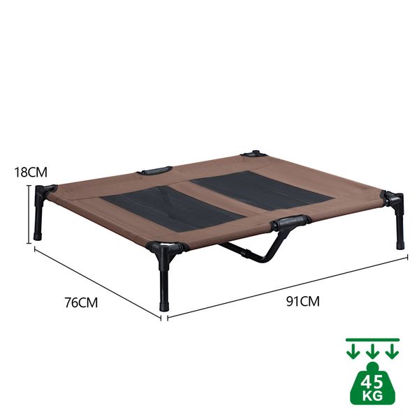 Dog Trampoline Bed Large Pet Cot Raised Elevated Sofa Camping Outdoor Indoor Washable Durable Portable Brown L