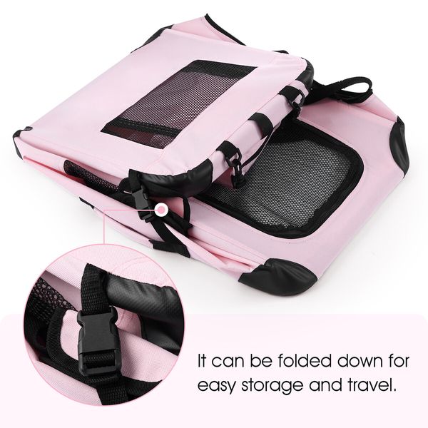 Dog Crate Kennel Soft Cat Travel Carrier Puppy Carry Bag Pet Cage Extra Large Foldable Portable 3XL Pink