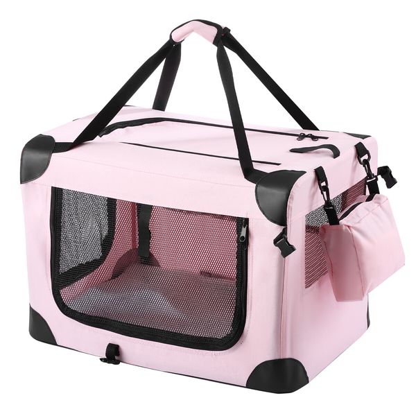 Dog Crate Kennel Soft Cat Travel Carrier Puppy Carry Bag Pet Cage Extra Large Foldable Portable 3XL Pink