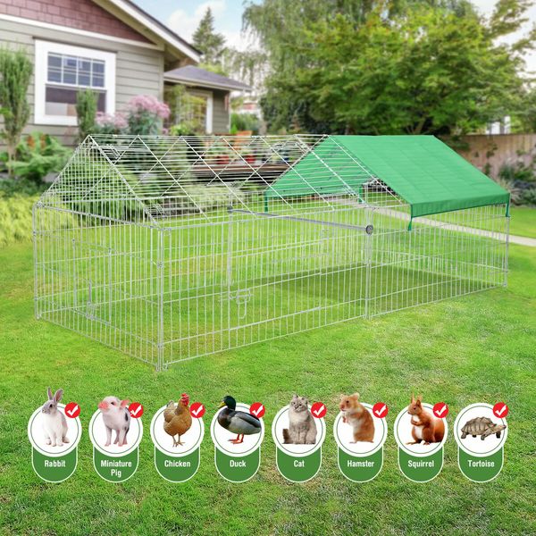 Chicken Coop Run Rabbit Hutch Pet Dog Cat Cage Playpen Fence House Puppy Pen Bunny Poultry Home Enclosure Pen Nest Shelter