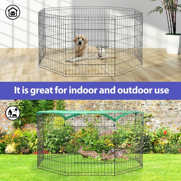 Dog Playpen Pen Pet Puppy Cage Crate Fence Indoor Exercise Play Pen 8 Panels Enclosure Barrier Foldable Cat Kitten Rabbit