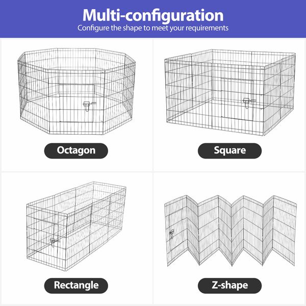 Dog Playpen Pen Pet Puppy Cage Crate Fence Indoor Exercise Play Pen 8 Panels Enclosure Barrier Foldable Cat Kitten Rabbit