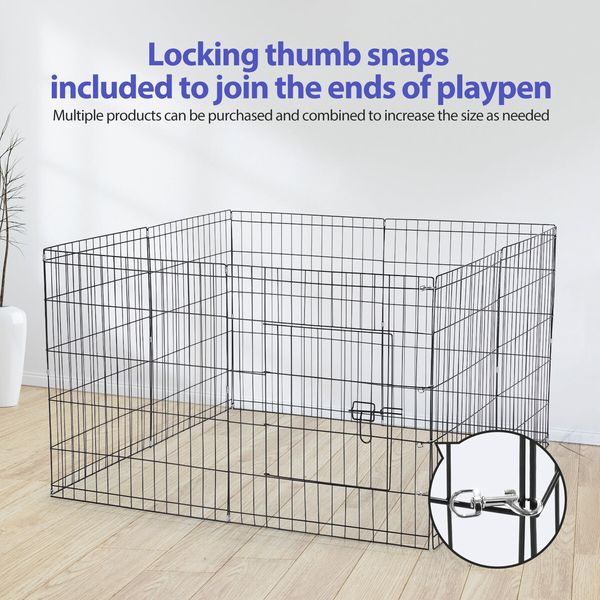 Dog Playpen Pen Pet Puppy Cage Crate Fence Indoor Exercise Play Pen 8 Panels Enclosure Barrier Foldable Cat Kitten Rabbit