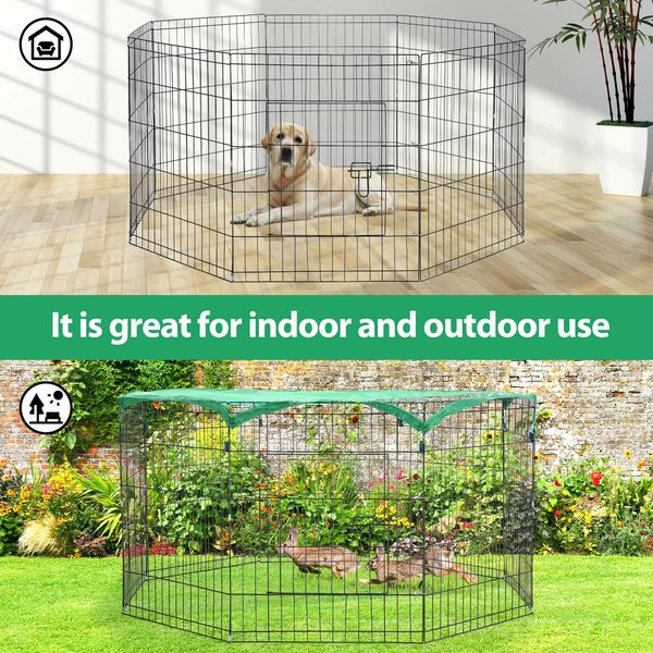 Dog Cage Playpen Pet Puppy Pen Fence 8 Panels Crate Play Pen Indoor Exercise Enclosure Foldable Cat Kitten Rabbit Barrier