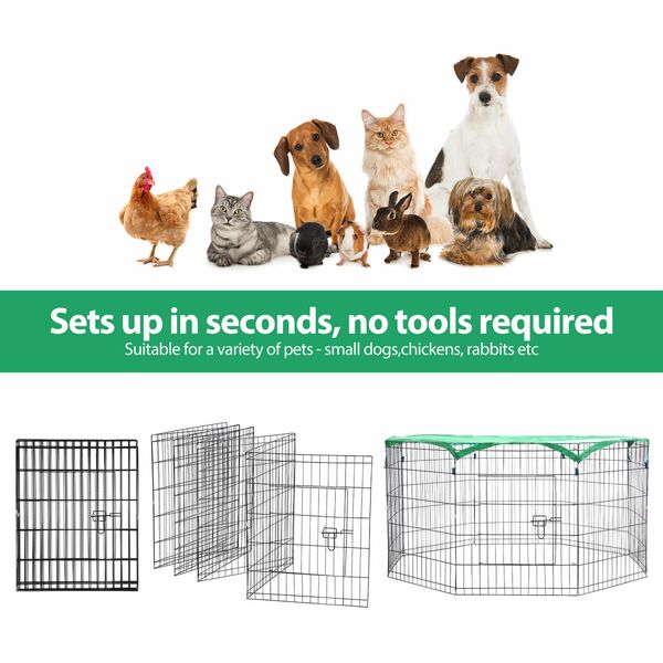 Dog Cage Playpen Pet Puppy Pen Fence 8 Panels Crate Play Pen Indoor Exercise Enclosure Foldable Cat Kitten Rabbit Barrier