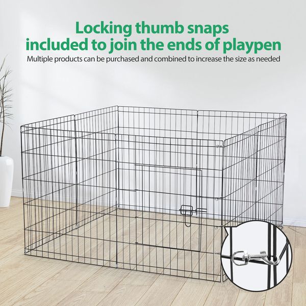 Dog Cage Playpen Pet Puppy Pen Fence 8 Panels Crate Play Pen Indoor Exercise Enclosure Foldable Cat Kitten Rabbit Barrier